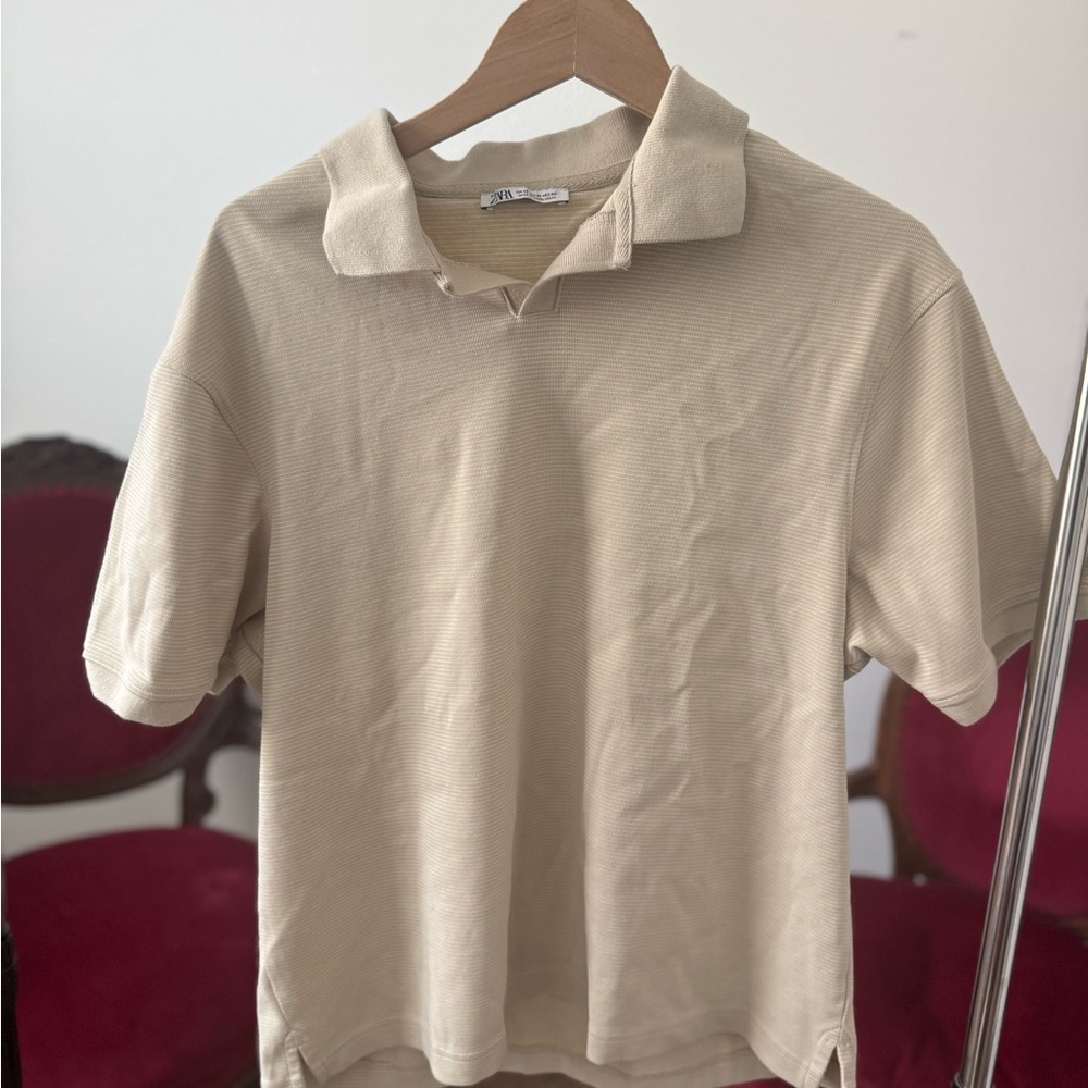 Zara Tan Polo Shirt Classic Style